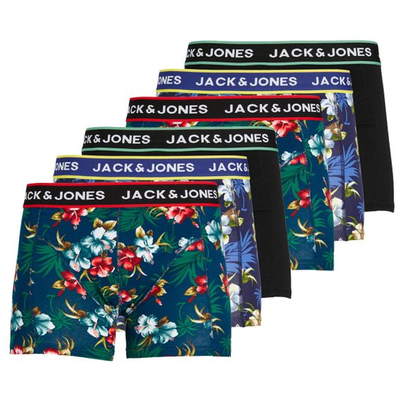 Jack & Jones Boxershorts JACFLOWER Trunks 6-pack Zwart / Navy
