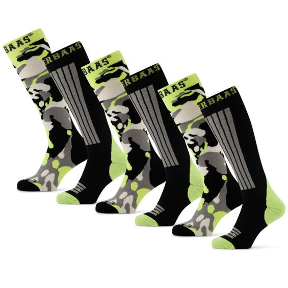 Poederbaas Skisokken 6-pack Camo Black