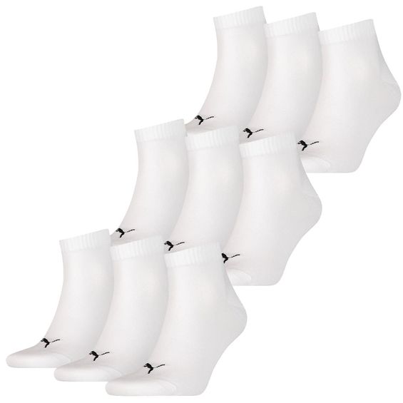 Puma Quarter Sokken Plain Wit 9-pack