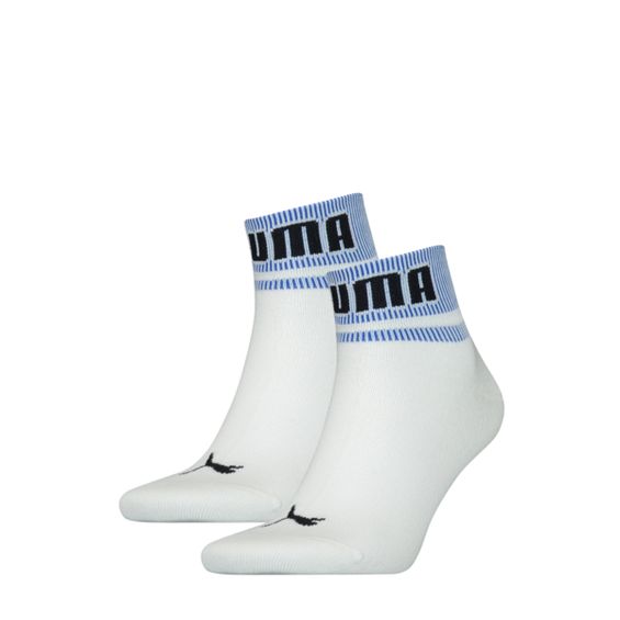Puma Quarter Sokken New Heritage 2-pack Wit / Blauw