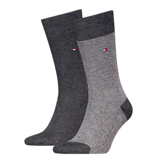Tommy Hilfiger Sokken Heren Birdseye 2-pack Antraciet