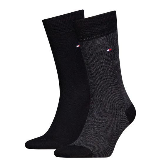 Tommy Hilfiger Sokken Heren Birdseye 2-pack Zwart