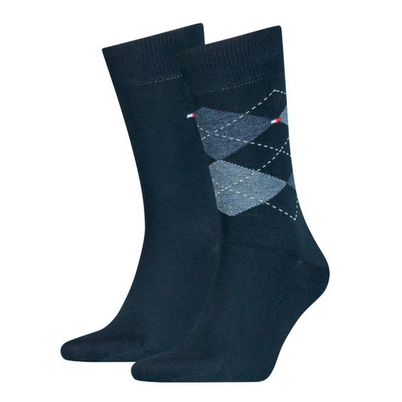 Tommy Hilfiger Sokken Heren Check 2-pack Dark Navy
