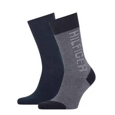 Tommy Hilfiger Sokken Seasonal Rib Logo Navy 2-Pack