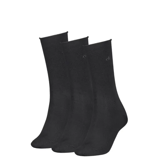 Calvin Klein Sokken Dames Roll Top 3-pack Zwart