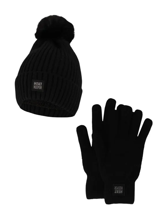 Heatkeeper Dames Winter Set - Muts + Handschoenen - Zwart