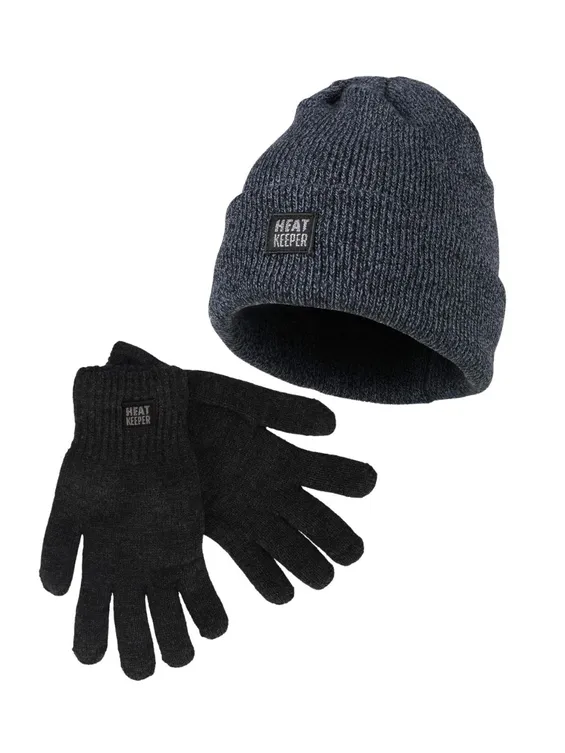 Heatkeeper Heren Winter Set - Muts + Handschoenen - Antraciet