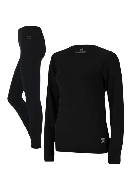 Heatkeeper Thermoset Dames Basic Naadloos - Thermoshirt + Thermo Legging - Zwart