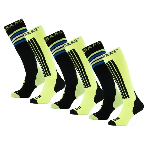 Poederbaas Skisokken 6-pack Striped Black