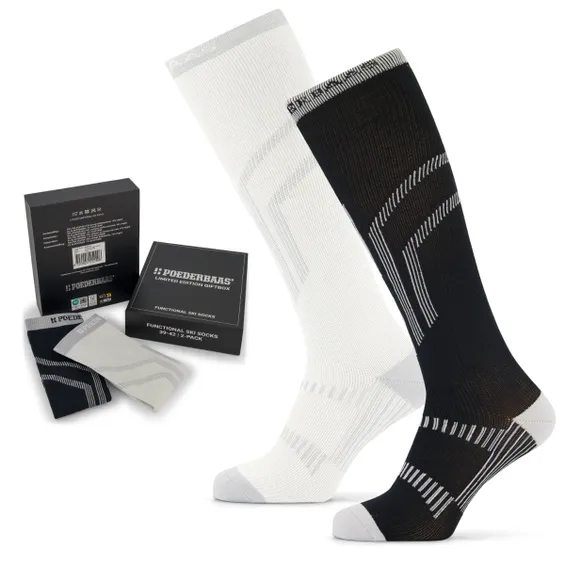 Poederbaas Skisokken Giftbox 2-pack Black/White
