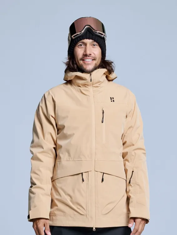 Poederbaas Ski-jas Heren Freeride 3L Hardshell Warm Sand