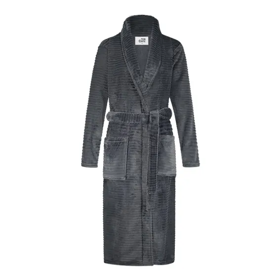 Ten Cate Badjas Dames Dark Grey Stripe