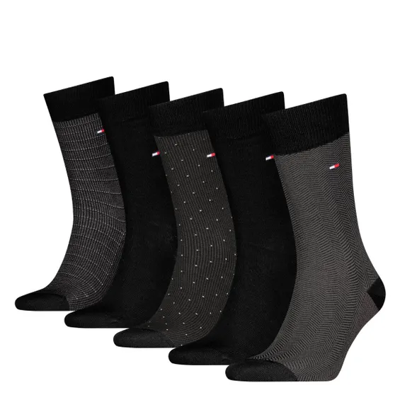 Tommy Hilfiger Sokken Giftbox Heren Herringbone Dot 5-pack Zwart