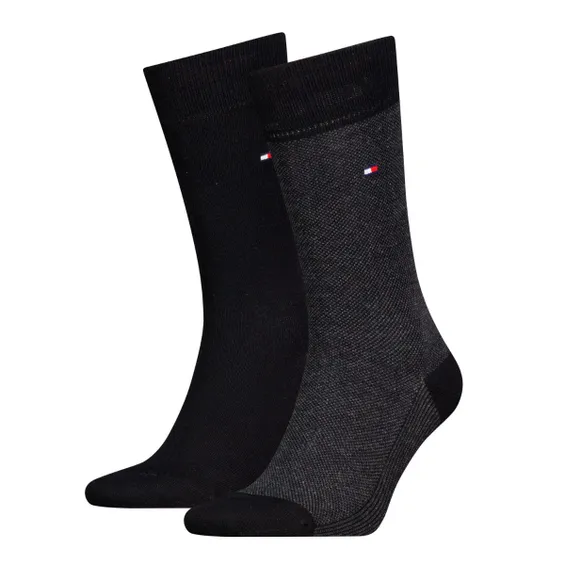 Tommy Hilfiger Sokken Heren Birdseye 2-pack Zwart